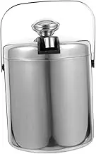 1 Set Stainless Steel Insulated Ice Cube Bucket with Lid Double Wall Construction for Parties Multi Functional Drink Cooler Beverage Storage Includes Ice Tongs