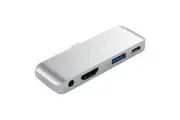Satechi USB-C Mobile Pro Hub Splitter w USB-C USB-A HDMI 3.5 mm Jack Silver