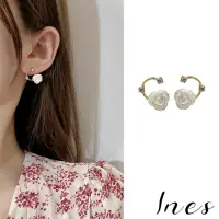 在飛比找momo購物網優惠-【INES】韓國設計S925銀針閃耀鋯石玫瑰花C字造型耳環(