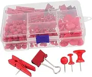 ZUNOXAZ Heavy Duty Push Pins Set Red Thumb Tacks with Clips for Bulletin Boards Cork Boards Wall Displays Versatile Office Supplies for Organizing Notes Photos Maps Memos