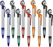 Maydahui 10 PCS Soccer Shape BallPoint Pen Fun Football Pens Soccer Party Favor Pen Retractable Manual Sport Pen Black Ink for Boy Student School