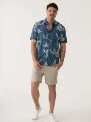 Pacifica Short Sleeve Rayon Shirt Regatta Sailing Petrol Blue