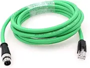 M12 4 Position D Coded to RJ45 Shielded Ethernet Network Cord Cat5e Waterproof Cable (5M)