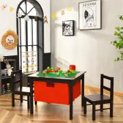 Costway2-in-1 Kids Activity Table and Chair Set with Storage-Coffee