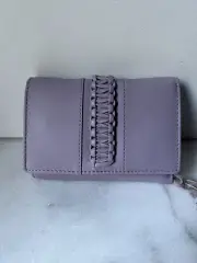 NEW Soft Leather Tri-fold Wallet Soft Purple Braided Flap Detail Made in India