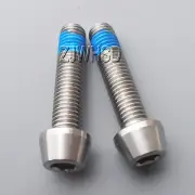 2pcs M7 x 30 mm Titanium Ti Screw Bolt Allen Hex Taper Socket Cap Head + Blue
