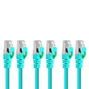 3PK Cruxtec RJ45 LAN CAT7 10Gb SF/FTP 30cm Triple Shielding Ethernet Cable Green