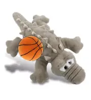 DolliBu Huggable Grey Alligator Stuffed Animal with Basketball Plush - 14 Inch