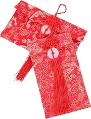 2pcs Bridal Cloth Red Envelopes with Jade Tassel Pendant Traditional Chinese Satin Wedding Luck Envelopes Dragon Pattern Design Horizontal & Vertical for Wedding Decor