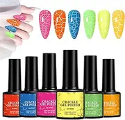 Crackle Nail Polish | Fluorescence UV Crackle Polish Set of 6,Chip-Resistant, Long-Lasting Personal Care Supplies for Travel Home Salon Daily Use