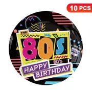 Back to the 80's Theme 9 inch 23cm Plates 10PK - Kids Birthday Party Tableware
