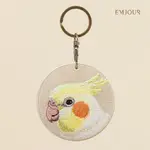 EMJOUR 雙面刺繡吊飾 - 玄鳳 | 玄鳳鸚鵡 鸚鵡 鳥 寵物 寵物鳥 動物 紀念品 禮物 鑰匙圈 包包配件 裝飾