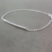 Silver Curved Bar Bracelet Simple simplistic straight horizontal bracelet Trendy
