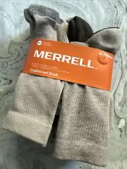 Socks MERRELL Men All Purpose Cushioned Crew 6 Pair M/L M 9-12 Brown