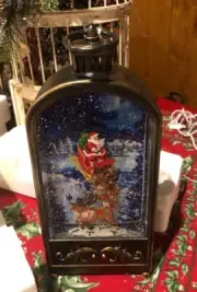 NIB Christmas Roman LED Santa With Sleigh Snow Globe RARE