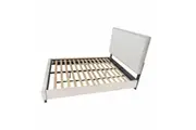 Design Square Fabric Double Bed Frame With Headboard - Beige