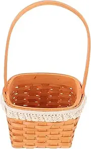 ABOOFAN Handmade Wooden Woven Basket for Flowers Small Multi Functional Storage Basket for Snacks Eggs and Fruit for Spring Picnics and Home Decoration and Reusable Design