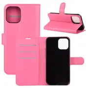 For iPhone 12 mini Case, Lychee Texture Folio PU Shielding Case , & Card Slots & Wallet, Rose Red