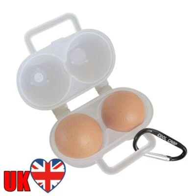 2 Grids Egg Storage Box Plastic Egg Container D-shape Carabiner Travel Utensils