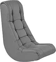 Factory Direct Partners Soft Tufted Floor Rocker - Cushioned Ground Chair for Kids Teens and Adults - Great for Reading, Gaming, Meditating, TV - Coal, 10488-GY
