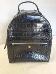 New! TORY BURCH Croc Embossed Black Leather Mini Backpack ♡ Purse ♡ Handbag -D51