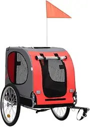 CHARMMA Pet Bike Trailer Red and Black,Pet Pushchairs & Strollers 11.2KG-91765