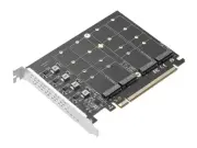 IOCrest PCIe 4.0 x16 to 4x M.2 NVMe Adapter Card - IO-PCE44M2-02