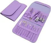 Manicure Set Nail Clippers Tools Household 12/16Pcs Stainless Steel Ear Spoon Nail Cutters Scissors Kit For Manicure Tools,16pcs Purple