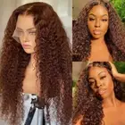 Lace Front Wigs Chocolate Brown Curly Human Hair Remy Lace Wig