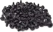 HONBAY 100PCS 6#-32x6 Hex Phillips Head Replacement PC Computer Case Mounting Screws Fastener for Building Repairing and Maintaining Computer Systems (Black Zinc)