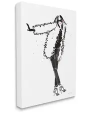 Stupell Industries Luxurious Fashionista Sassy Glam Pose Fur Coat Stretched Canvas Wall Art by Mercedes Lopez Charro