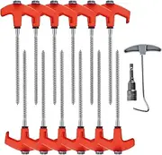 Jubepk Tent Pegs, Outdoor Stakes, Hexagonal Stable Tarp Screw Thread Pegs Set for Garden Irrigation Beach Netting Canopy Plant Landscaping Lawn Artificial Turf