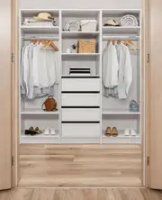 Malmo Three Shelf/Four Drawer Walk In Wardrobe - Hamptons