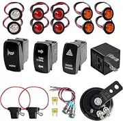 RACTOP Universal ATV UTV SXS Turn Signal Kit Street Legal Kits with Rocker Switch Turn Signal Light Horn Hazard Flasher Relay Fuse Line LED Lights