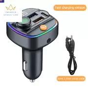 Bluetooth 5.3 FM Transmitter Handsfree Car AUX Radio Modulator MP3 Player with 2