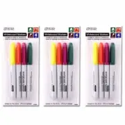 3x 4pk Colour Whiteboard Markers Fine Tip