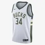 NIKE NBA 男裝 球衣 籃球 密爾瓦基公鹿 雙面針織 DRI-FIT 白 綠【運動世界】CW3599-103