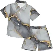 [Caihoyu] Toddler Baby Boy Short Sleeve Button Down Shirt Top Shorts Set Toddler Boy Clothes Summer Outfit