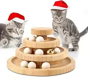 LUPAPA Cat Toys for Indoor Cats，with 9 Cat Toy Ball Interactive Wooden Cat Toy，Funny Roller Cat Tower Toys