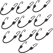 10pcs Luggage Lashing Rope Bungee Cords with Hooks Bungee Cord Bike Elastic Bungee Rope Fastening Cord Strap Bicycle Elastic Strap Tie Down Straps for Motorcycle Black Metal