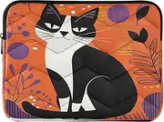 Abstract Cat Orange Purple Women's Laptop Bag, 15.6 Laptop Case Shockproof Protective Computer Carrying Cover, 15.6 Inch Womens Laptop Bag