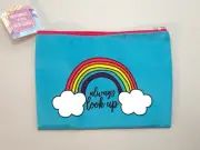 NEW Rainbow Clouds Cosmetic Makeup Bag Pouch ALWAY LOOK UP