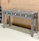 MOTHER OF PEARL INLAY BLACK FLORAL CONSOLE HALLWAY TABLE
