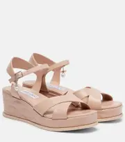[Jimmy Choo] Jimmy Choo Astra 60 leather wedge sandals AU 4 pink