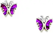 [JewelryWeb] 925 Sterling Silver Rhodium Plated Red CZ Simulated Diamond Butterfly Angel Wings Screw Back Earrings 6x6mm Stud Earring for Women