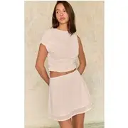 Cream Chiffon Asymmetric Top, Cream