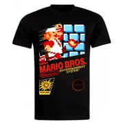 RockShark T-Shirt Noit Super Mario Bros Nintendo Nes Black M
