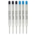 3 Blue+3 Black Ballpoint Pen Ink Refills Fine Point For Parker Style Replace
