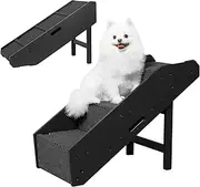 Wooden Dog Stairs for High Beds, Pawque 2-1 Convertible Wooden Pet Ramp & Stairs for Small Dogs and Cats, with Side Rails-Climbing Aids, Non-Slip Balanced Dog Indoor Step, Dark, 3/4 Steps