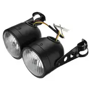 12V H4 35W Dual Twin Motorcycle Headlight Dominator Tracker Streetfighter Headlamp+Bracket 27 SILVER